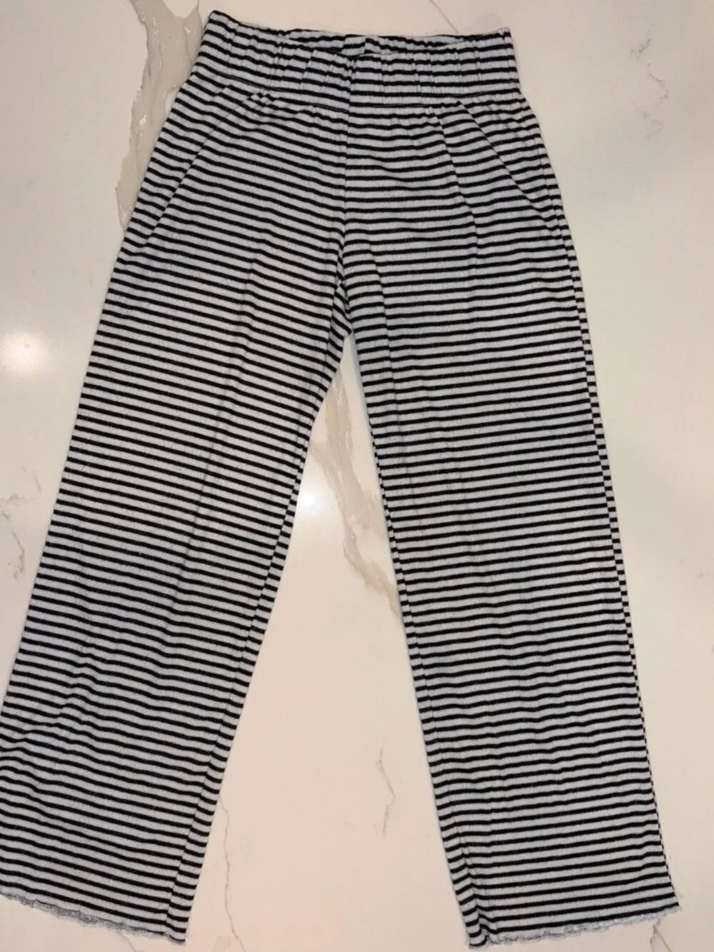 (L) Art Class Girls' Jacquard Striped Tank Top & Pants Pajama Set - Black/White